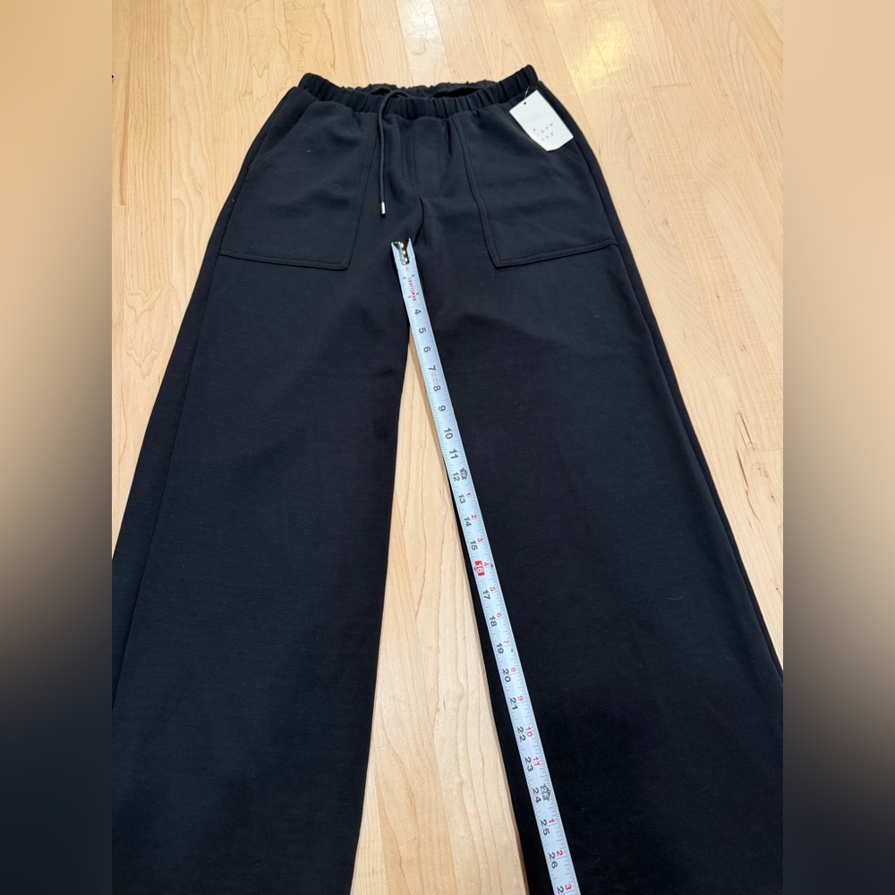 a new day Black Wide-Leg Sweatpants with Front Patch Pockets